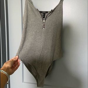 Gray Zip Bodysuit